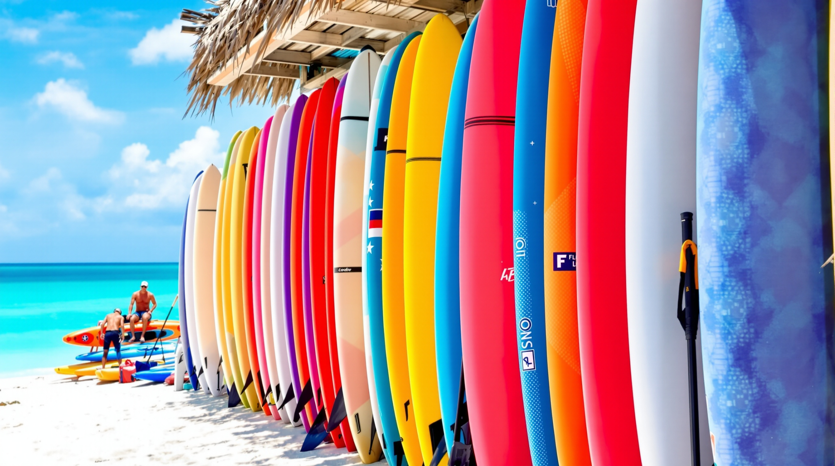 Surfboards and beach equipment rentals at Hollywood Beach Florida