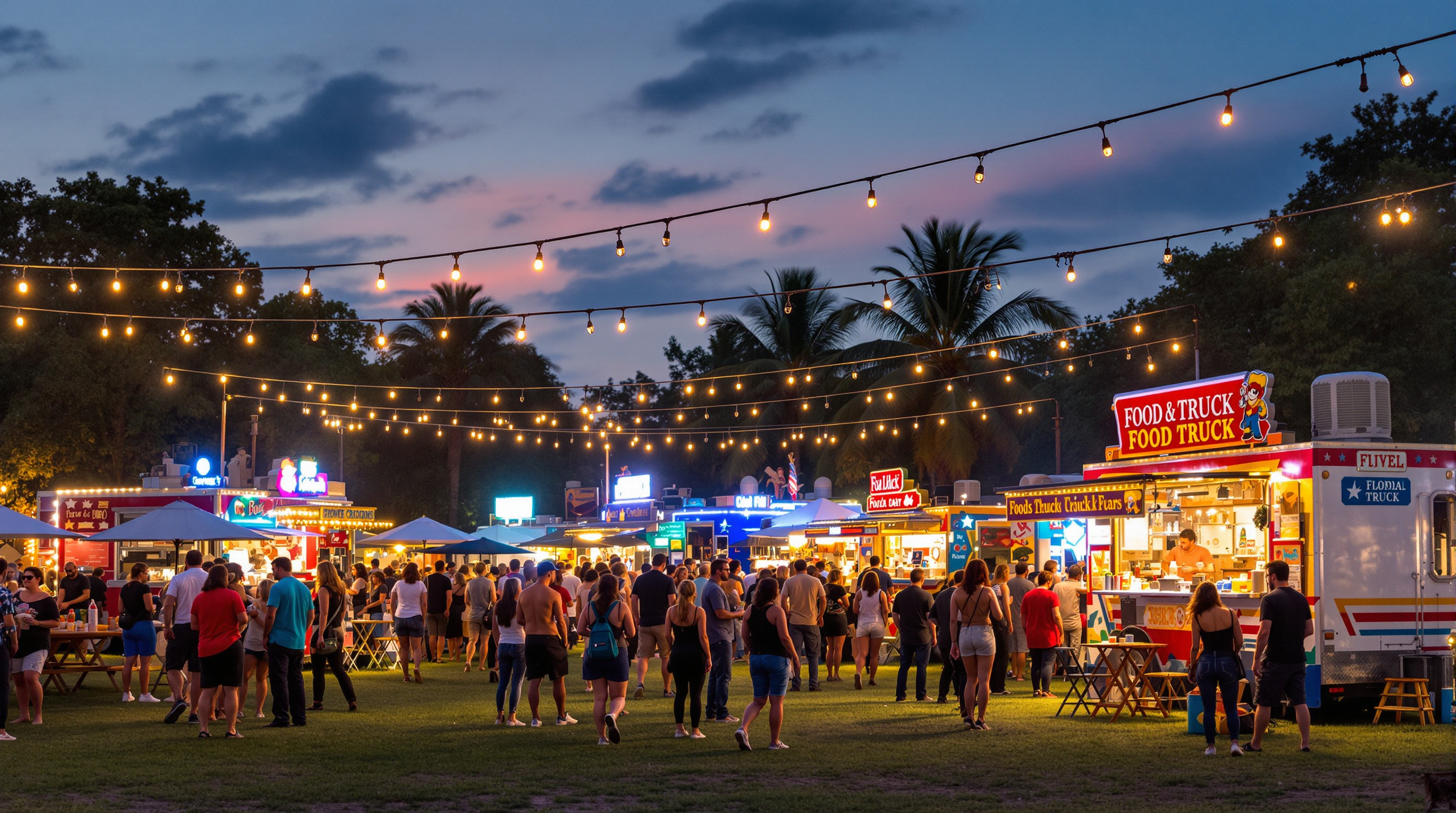 Hollywood Beach Artspark food truck event with crowd