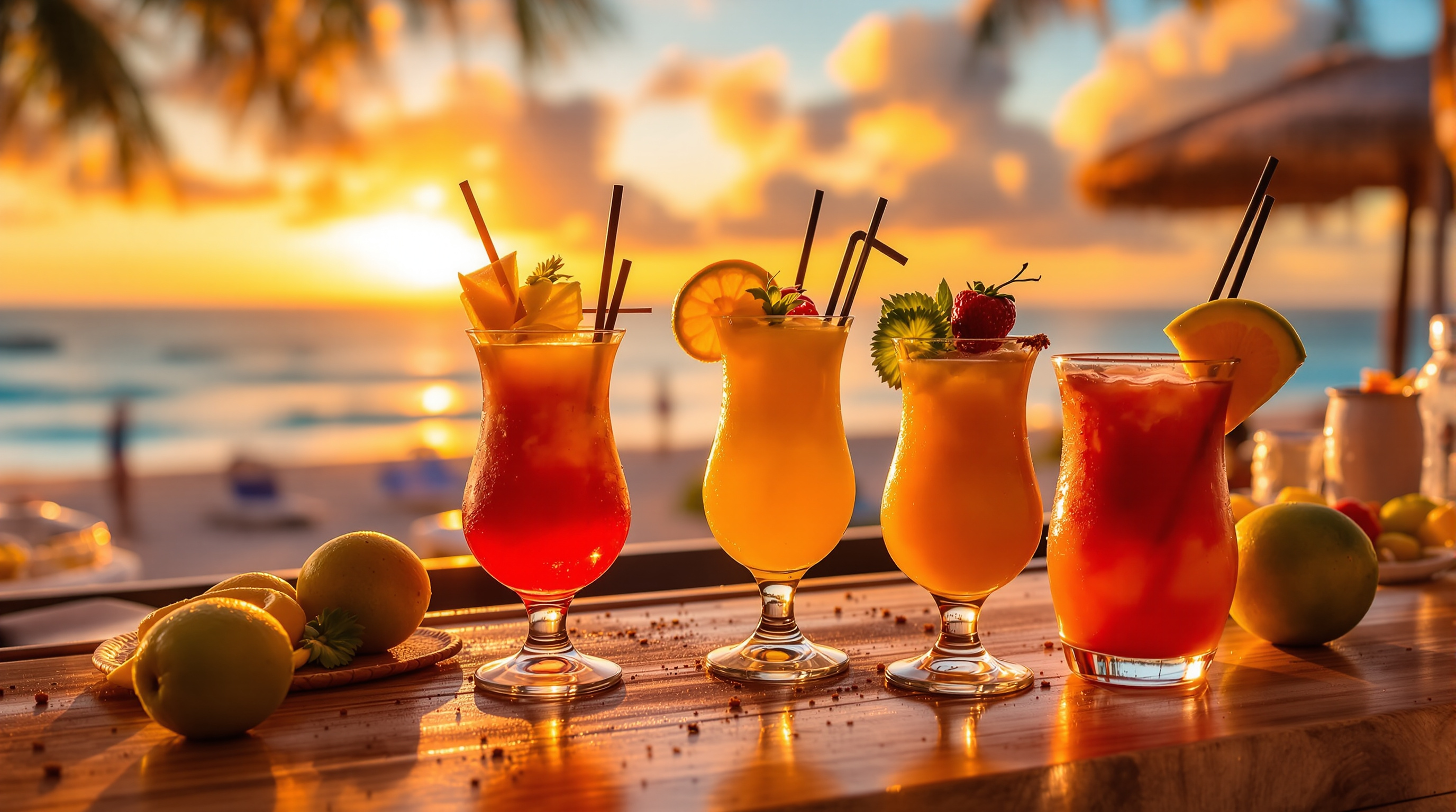 Tropical cocktails at a Hollywood Beach Florida waterfront bar